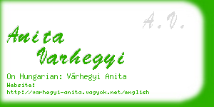 anita varhegyi business card